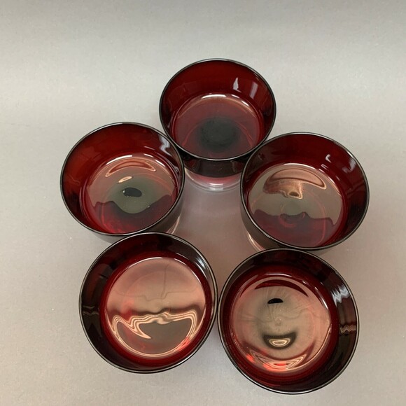 Luminarc Arcoroc Ruby Red Clear Stem Glass Sherbert Compote Lot of 5 - Picture 8 of 11